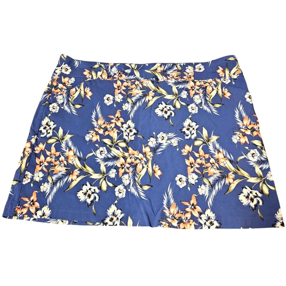 Mario Serrani Womens XL Blue Floral Skort With Built-In Shorts Lightweight & Str - Picture 2 of 9